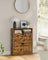 Shoe Cabinet - Melamine Veneer - Rustic Brown - 3-Tier with Open Shelf and Flaps