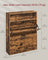 Shoe Cabinet - Melamine Veneer - Rustic Brown - 3-Tier with Open Shelf and Flaps