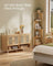 Shoe Cabinet - Engineered Wood - Oak Beige - 120 cm Wide with Rattan-Style Doors