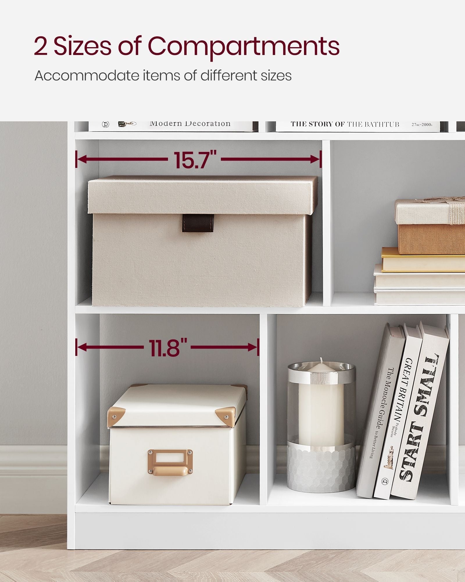 Bookcase - 11 Storage Bins - Wood - Multicolor