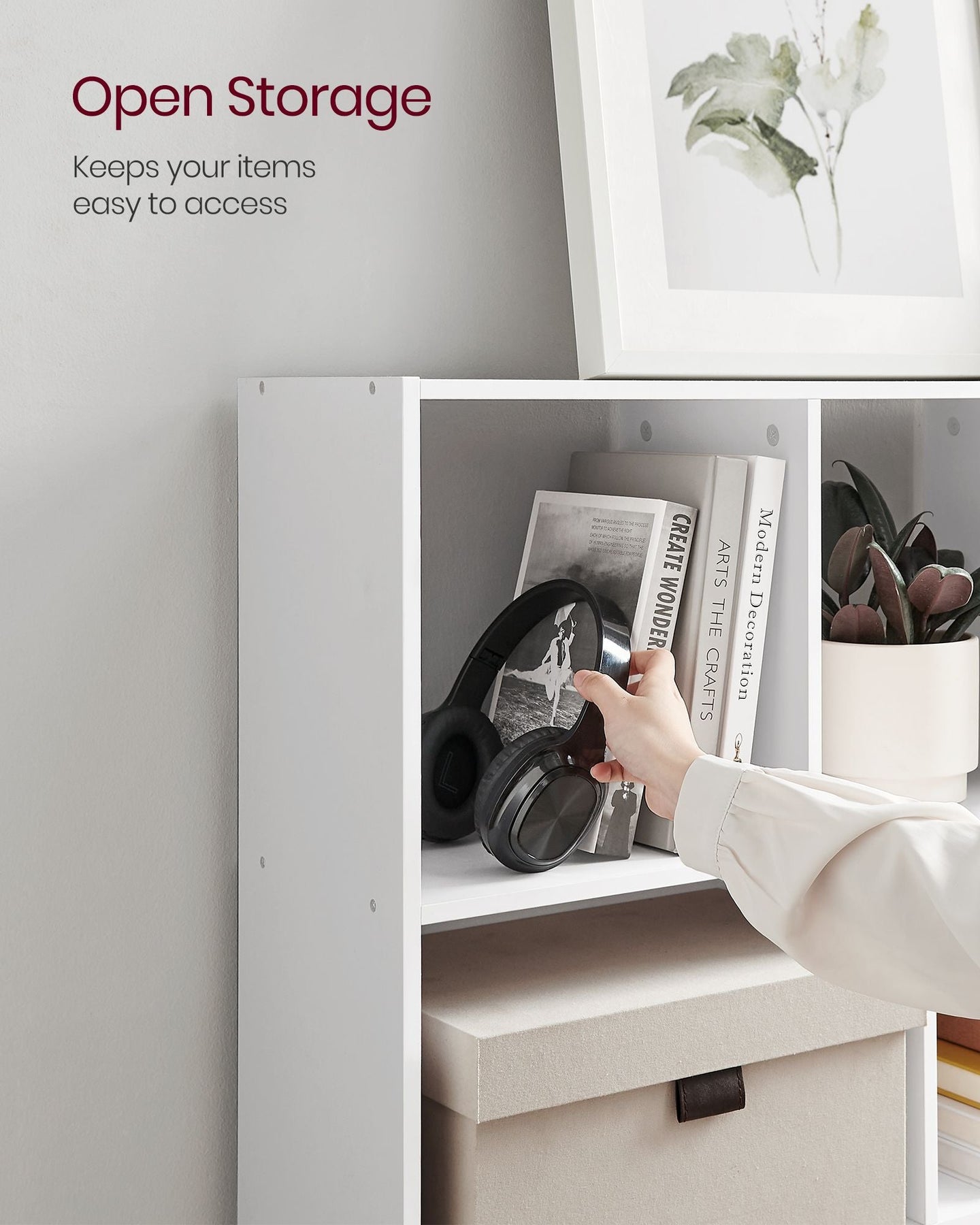 Bookcase - 11 Storage Bins - Wood - Multicolor