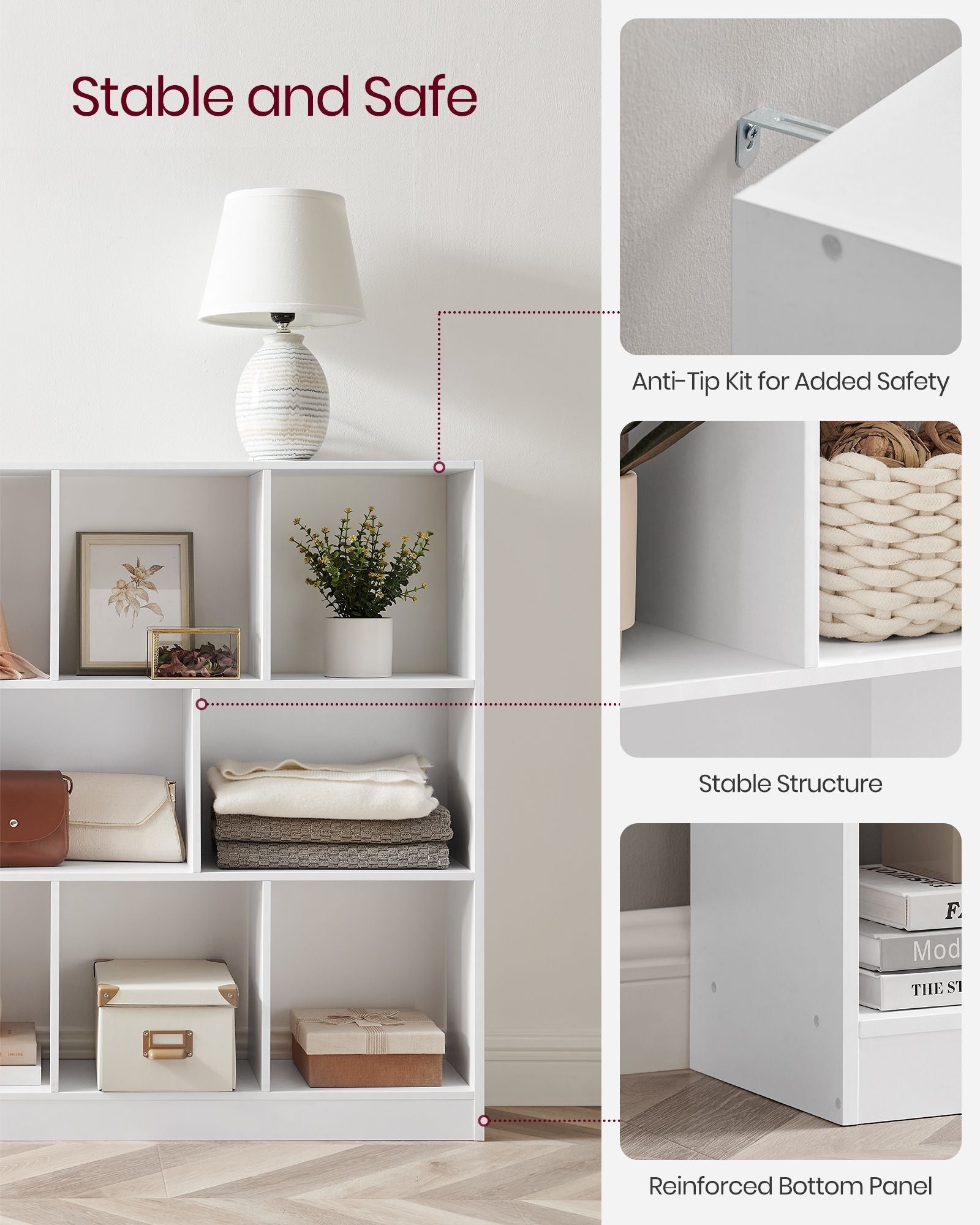 Bookcase - 11 Storage Bins - Wood - Multicolor