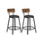 Set of 2 Bar Stools - PU Upholstered - Rustic Brown and Black - 75.4 cm Tall with Footrest