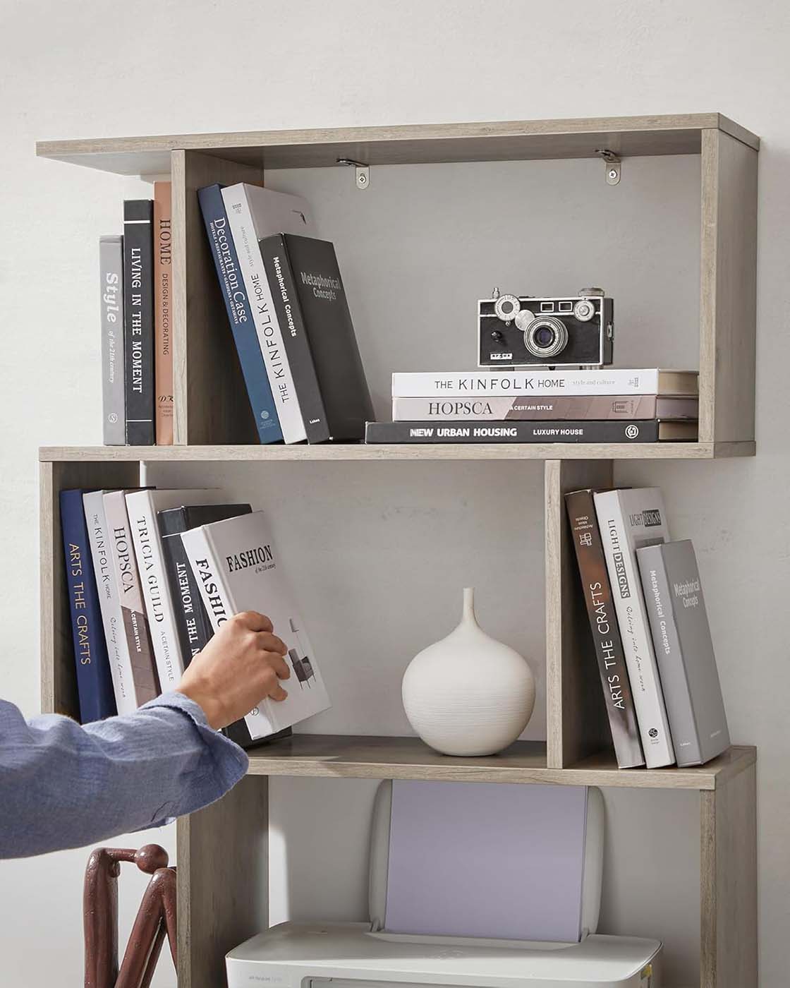 Wooden Bookcase - 6-Tier Design - Greige - Freestanding Room Divider