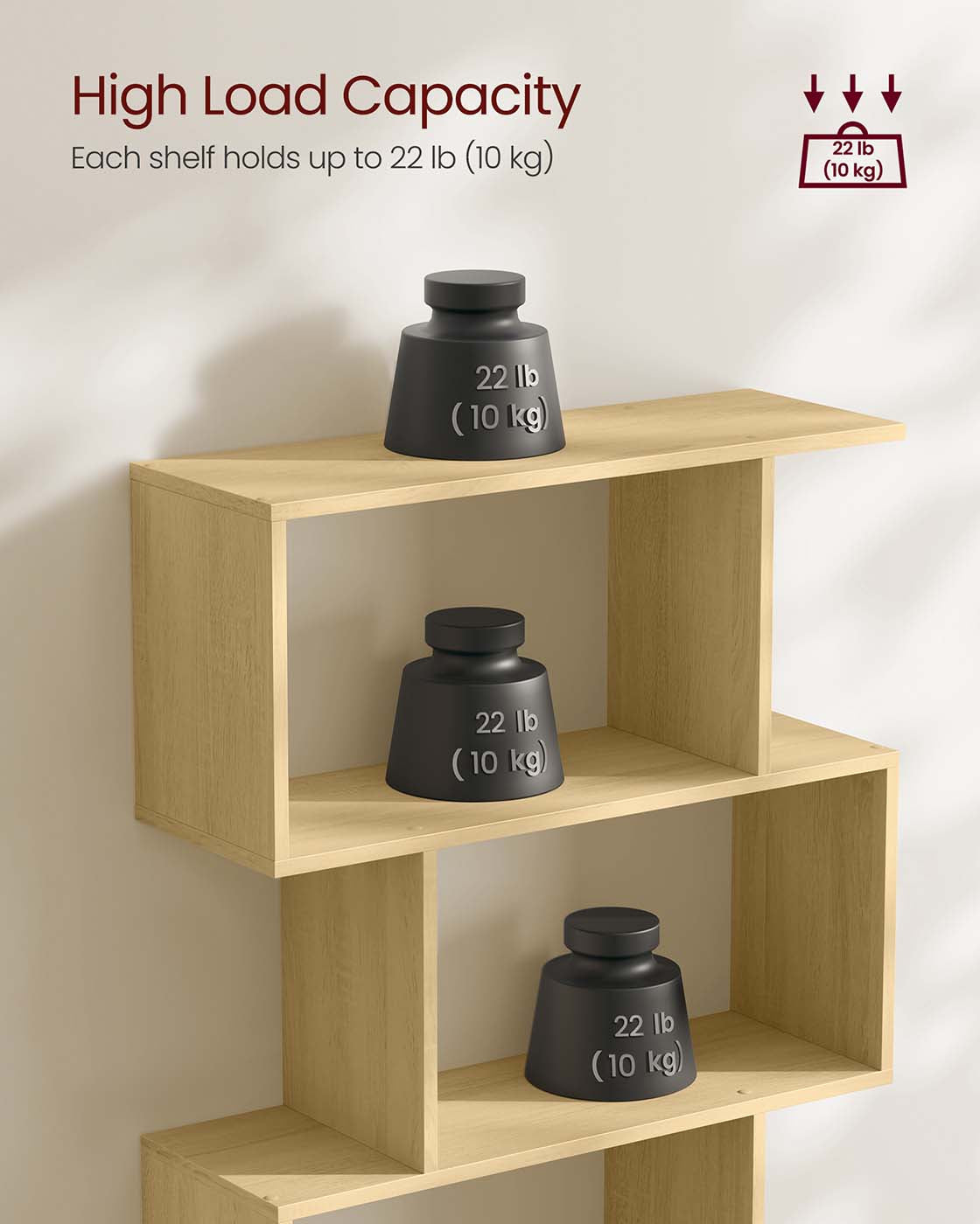 6-Tier Freestanding Cube Display Shelf - Wood - Natural Oak - Multi-Functional Room Divider