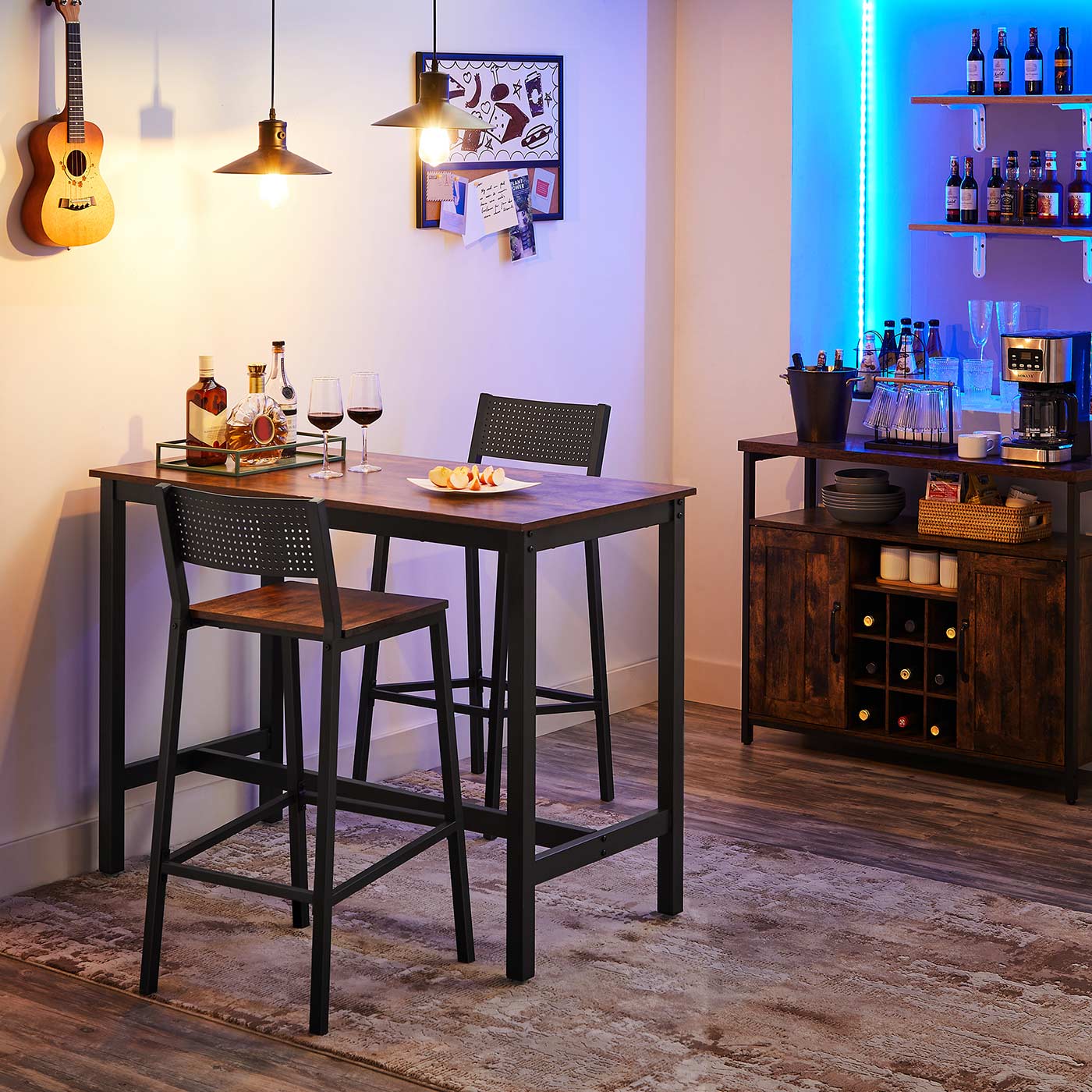 Bar Stool Set of 2 - Metal - Counter Height
