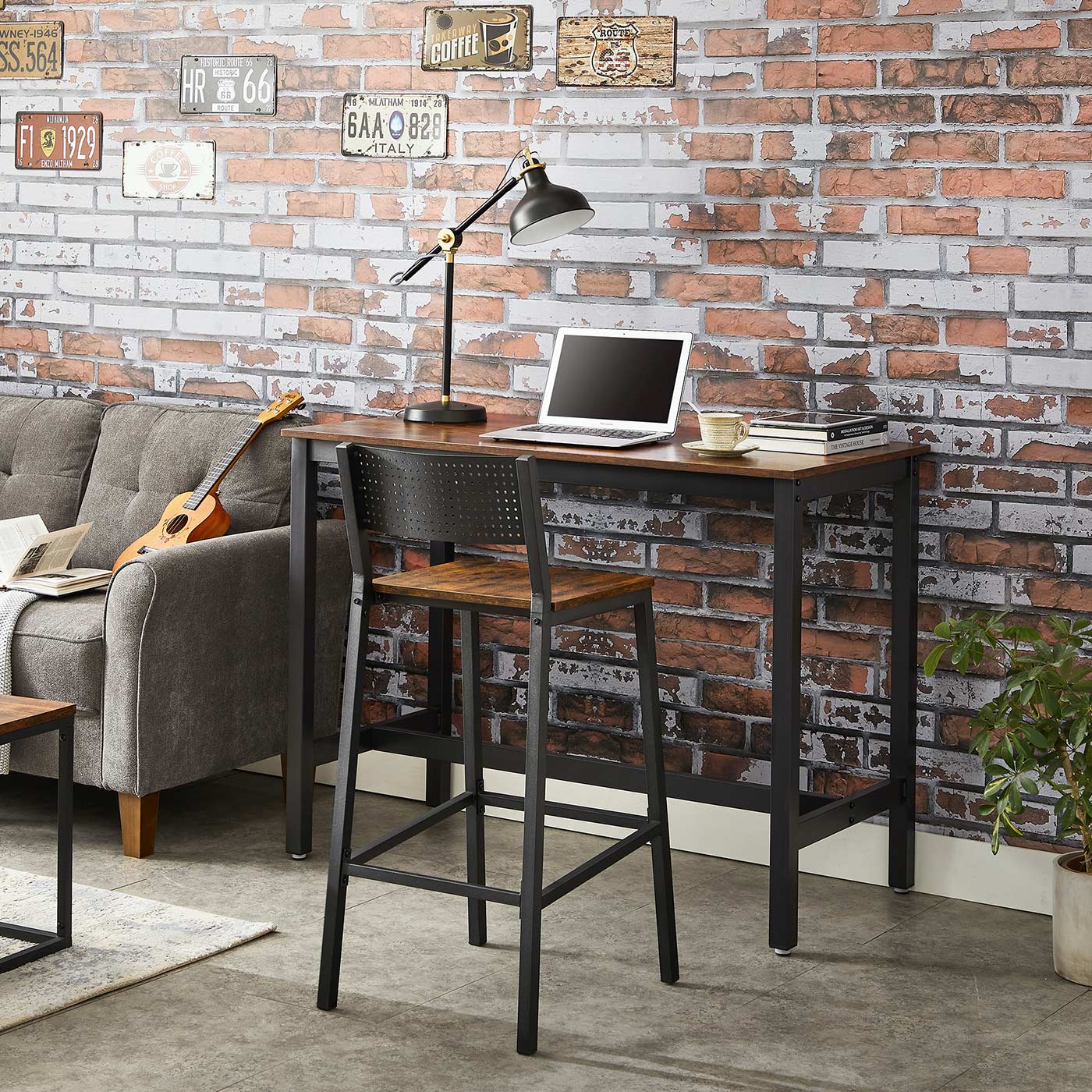 Bar Stool Set of 2 - Metal - Counter Height