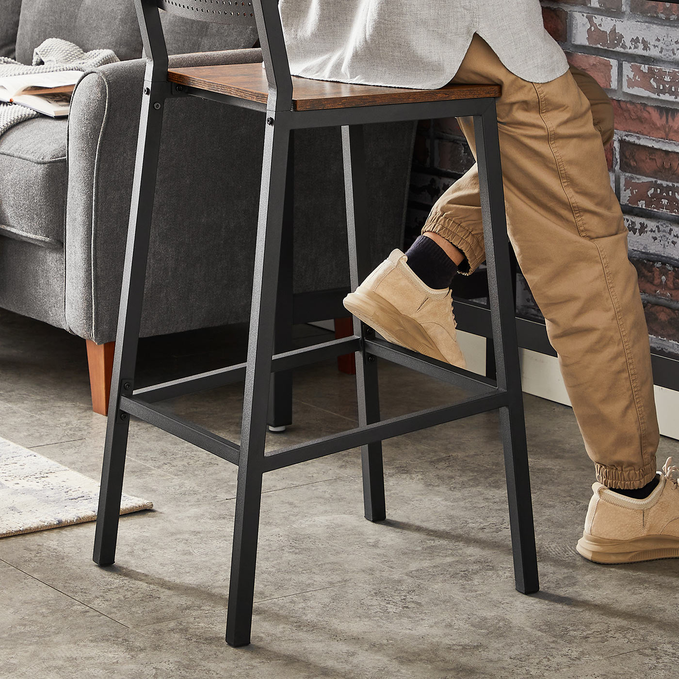 Bar Stool Set of 2 - Metal - Counter Height