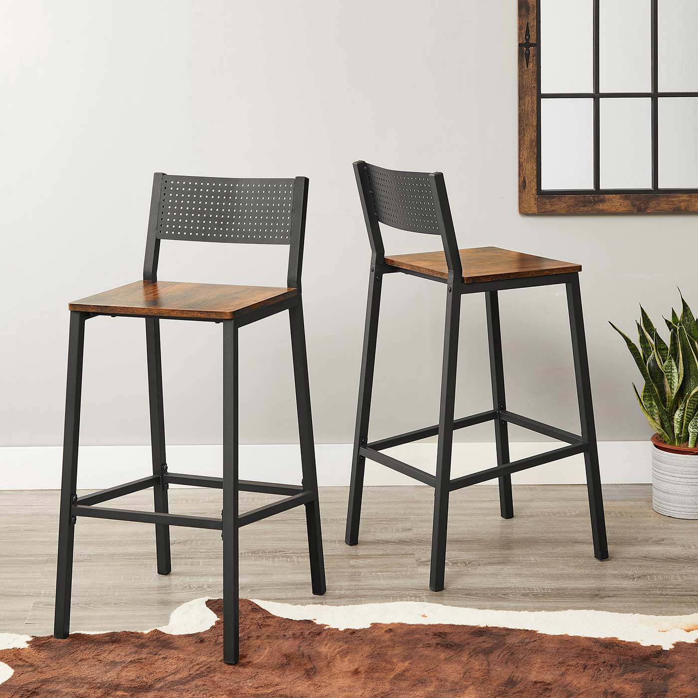 Bar Stool Set of 2 - Metal - Counter Height