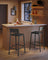 Set of 2 Kitchen Bar Stools - Metal - Charcoal Gray and Black