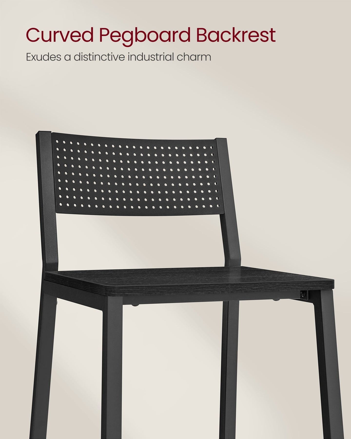 Set of 2 Kitchen Bar Stools - Metal - Charcoal Gray and Black