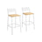 Set of 2 Kitchen Bar Stools - Oak - Beige and White
