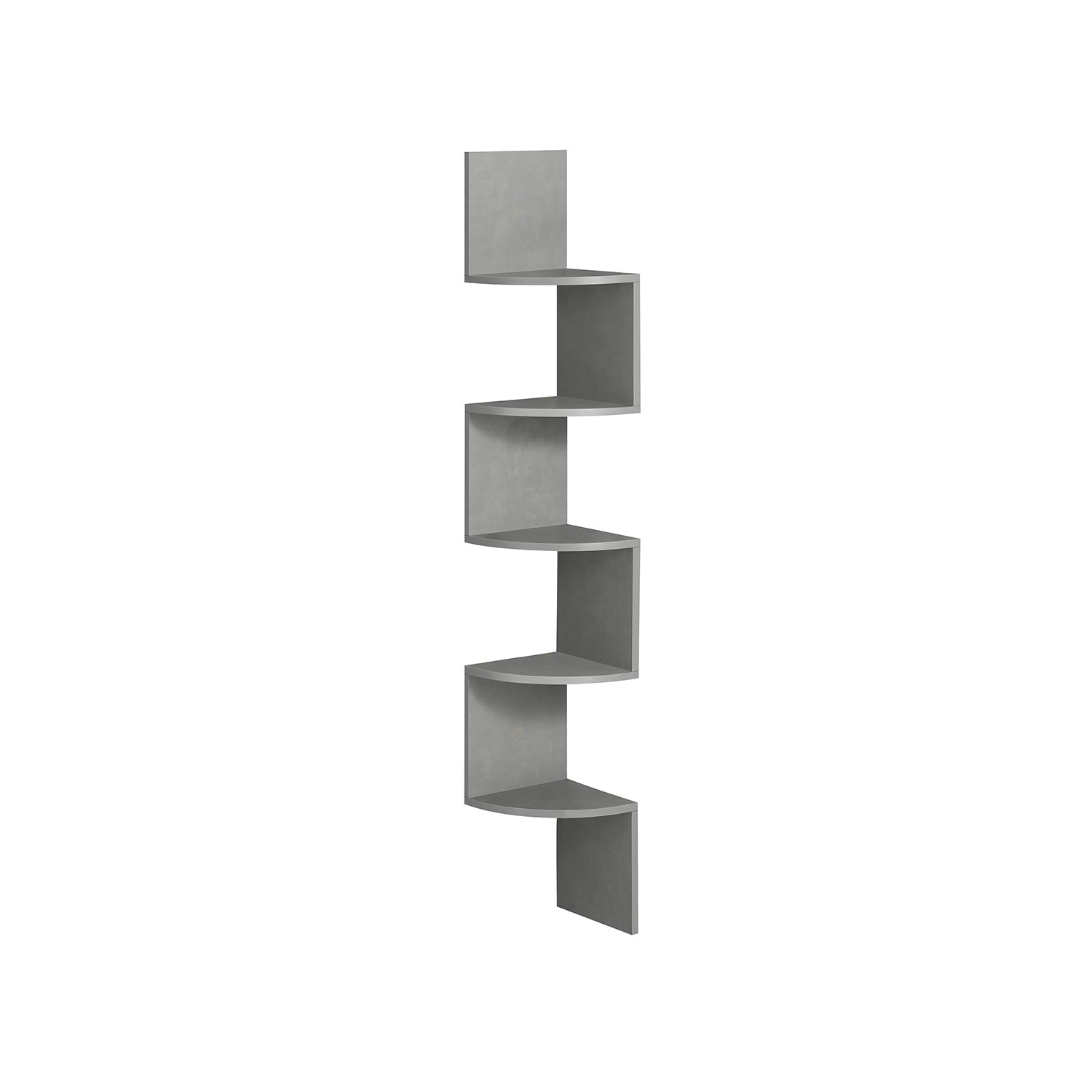 5-Tier Wall-Mounted Corner Shelf - Wood - Dove Grey - Versatile Display for Living Room