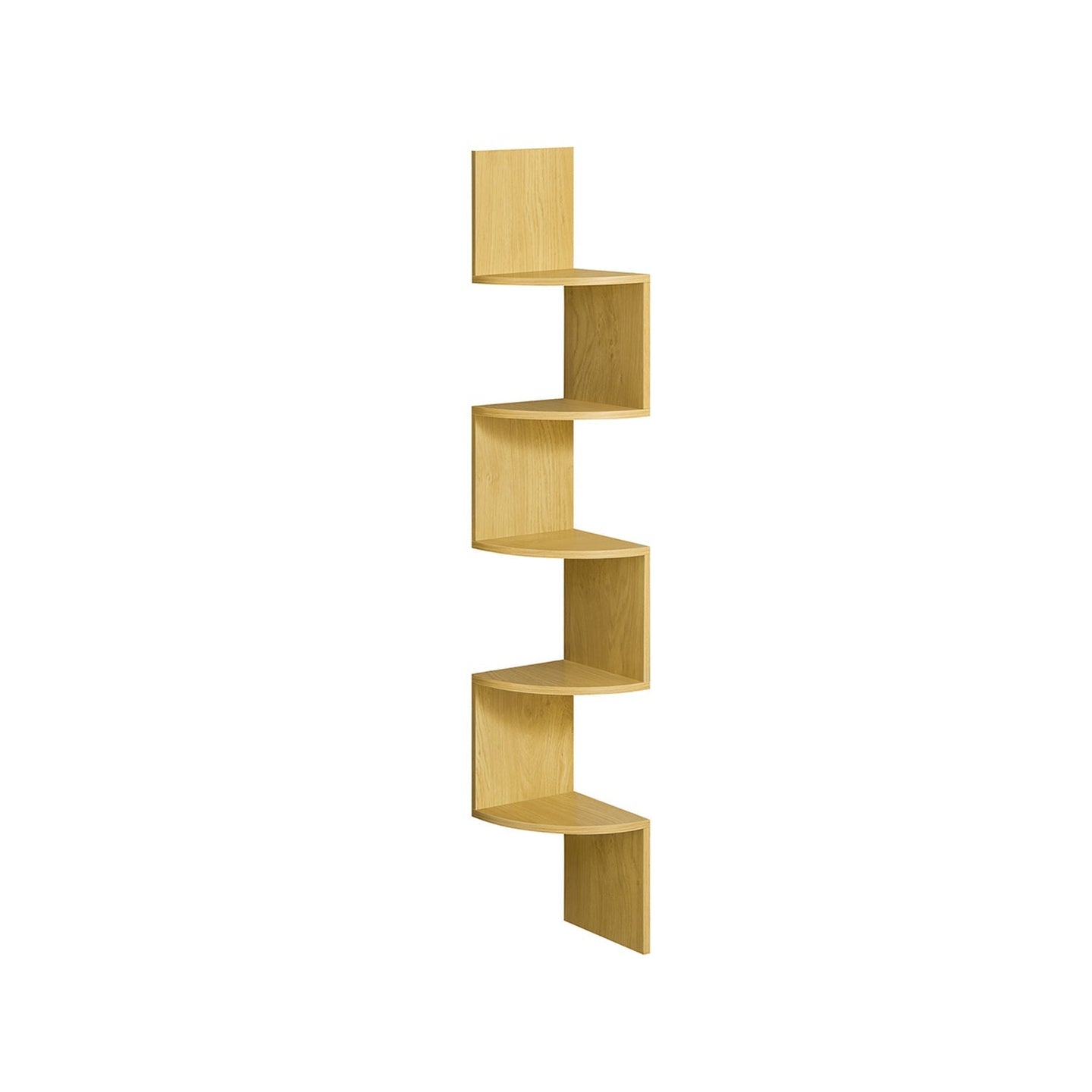 5-Tier Wall-Mounted Corner Shelf - Natural Oak - Ideal for Displaying Plants and Decorations