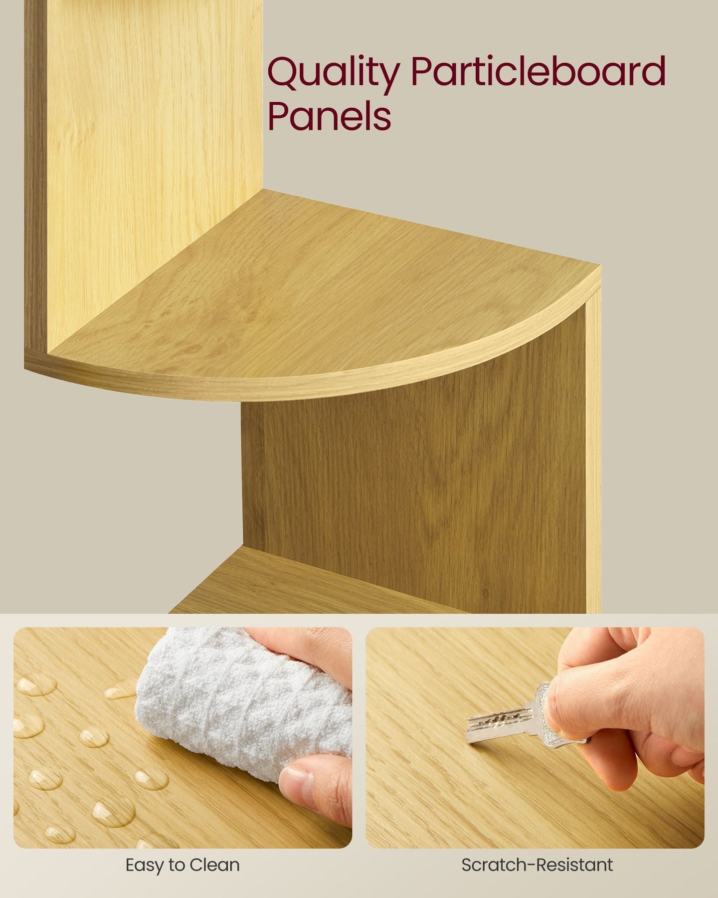 5-Tier Wall-Mounted Corner Shelf - Natural Oak - Ideal for Displaying Plants and Decorations