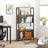 Bookcase - 5-Tier with Mesh Backs - Wood - Rustic Brown and Black