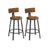 Set of 2 Bar Stools - Wood and Steel - Rustic Brown and Black