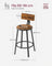 Set of 2 Bar Stools - Wood and Steel - Rustic Brown and Black