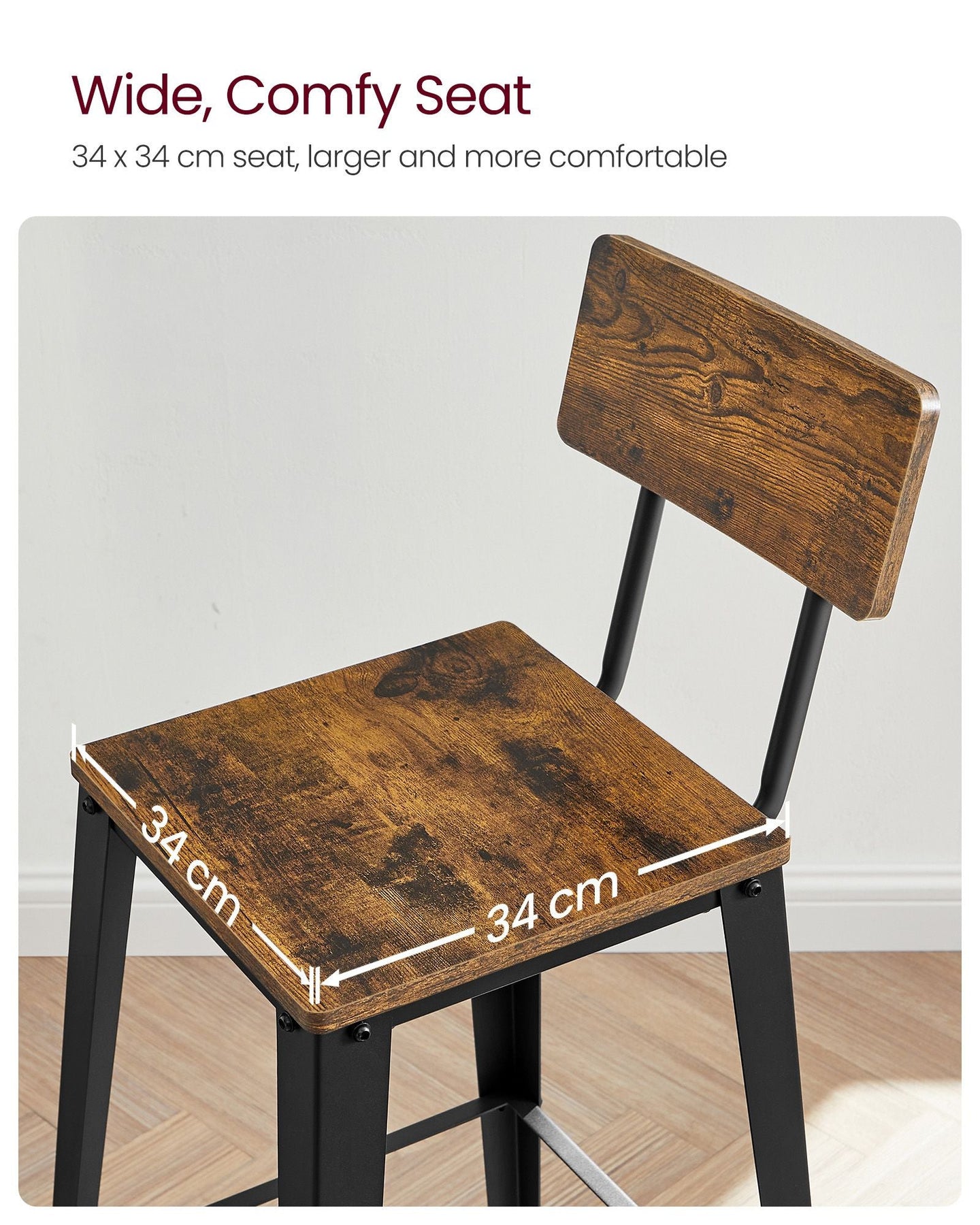 Industrial Steel Bar Stools Set of 2 - Steel - Rustic Brown and Black