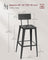 Bar Stool Set of 2 - Steel Frame - Ash Black and Ink Black