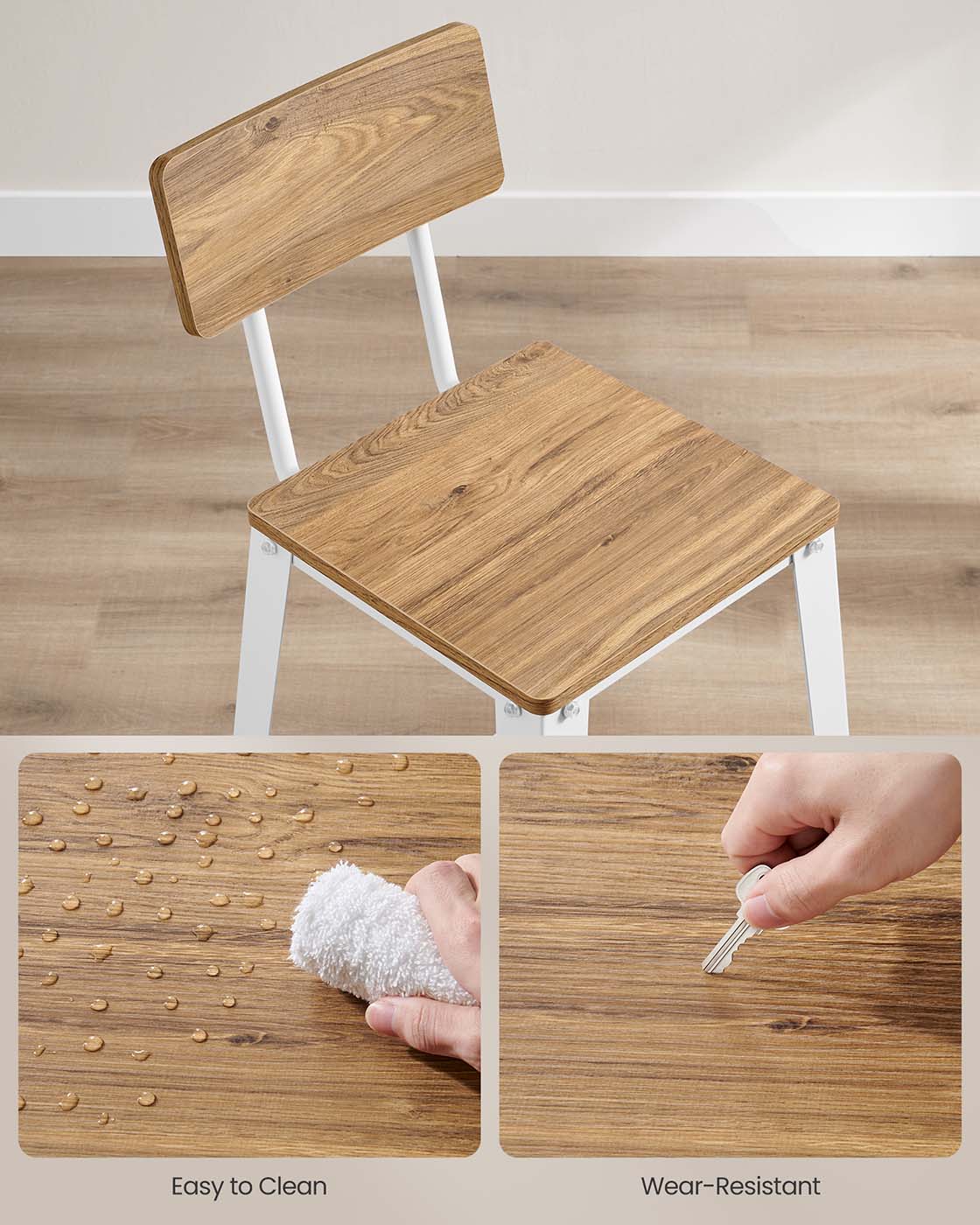 Bar Stool Set - Steel Frame - Wheat Brown - Backrest