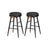 Bar Stools Set of 2 - Synthetic Leather - Black