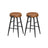 Bar Stools Set of 2 - Synthetic Leather - Black