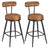 Swivel Bar Stools Set of 2 - 360° Design - Synthetic Leather - Caramel Brown