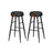 Bar Stools Set of 2 - Synthetic Leather - Black