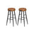Bar Stools Set of 2 - Synthetic Leather - Black