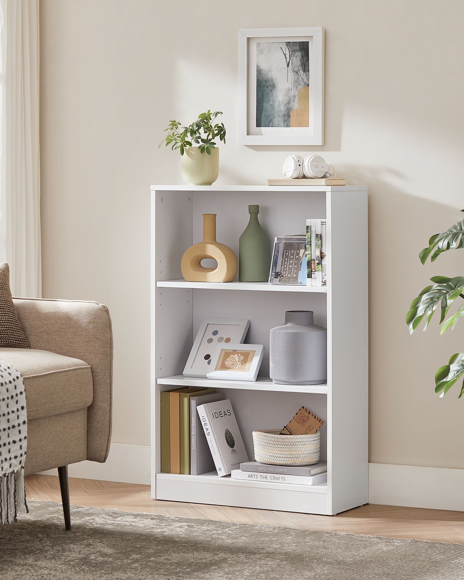 Bookcase - Wood - Natural Finish - 4-Tier with Adjustable Shelves