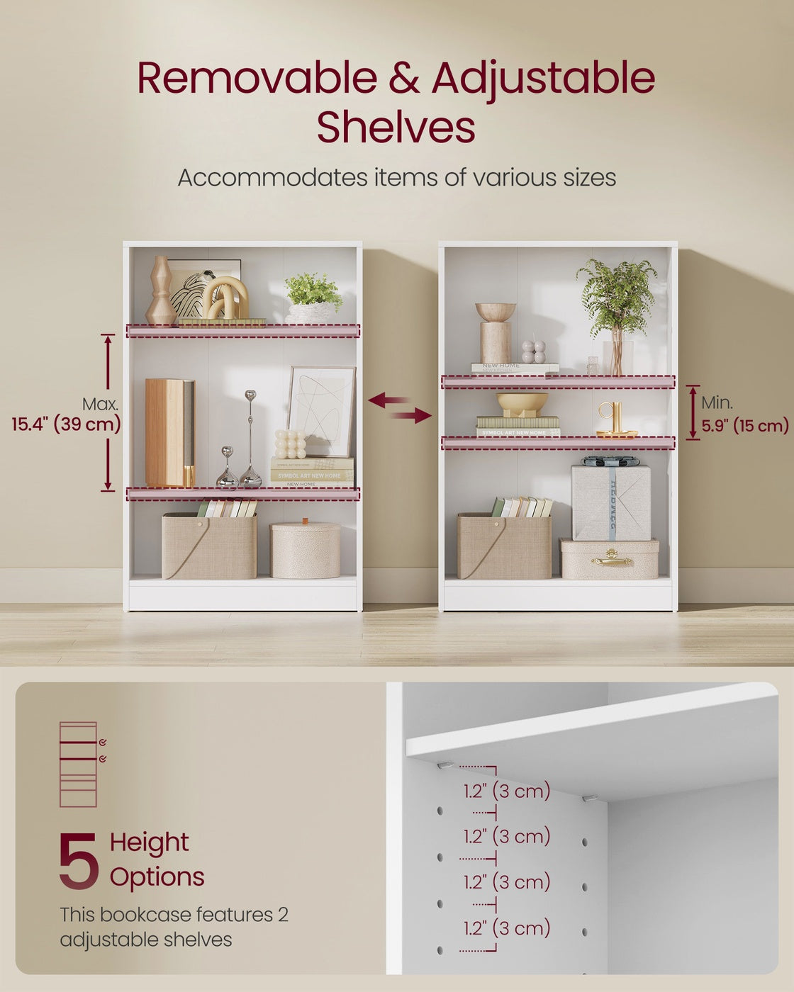 Bookcase - Wood - Natural Finish - 4-Tier with Adjustable Shelves