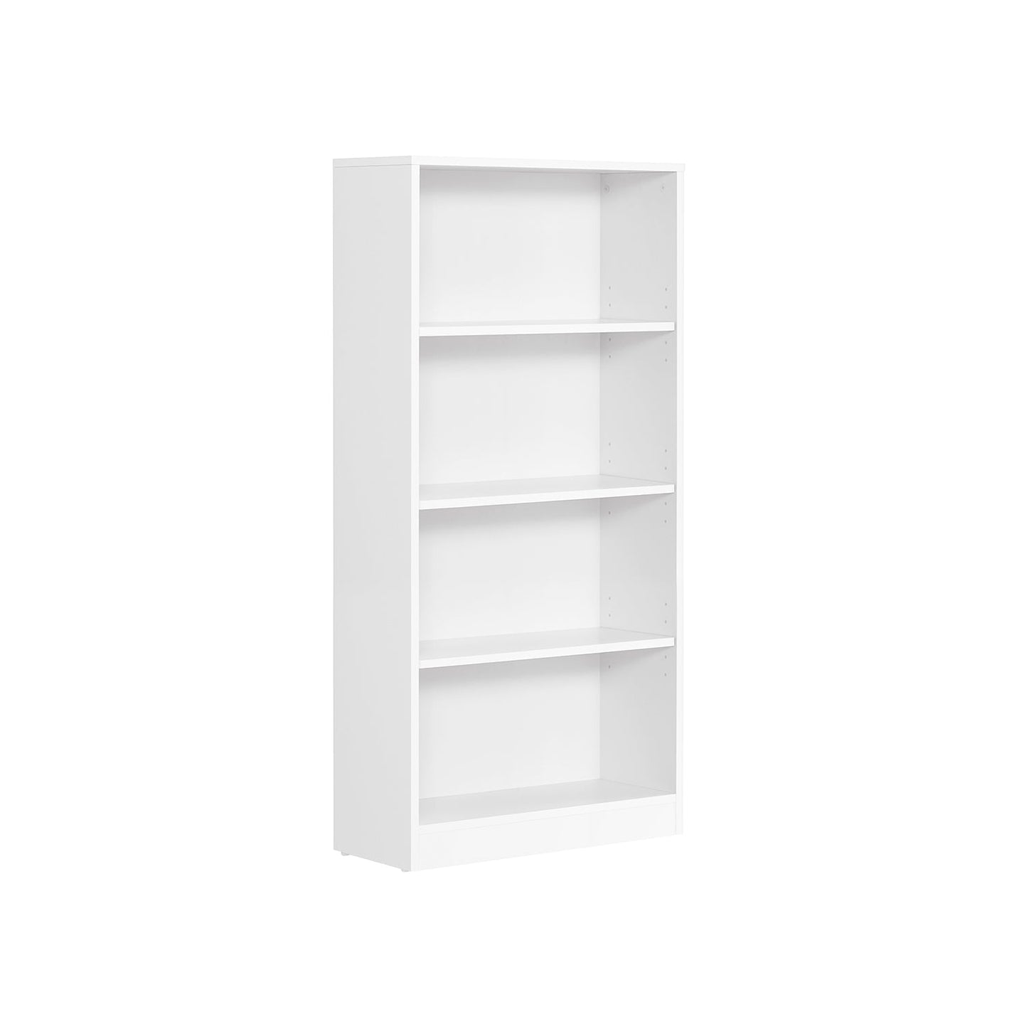 4 Tier Bookcase - Wood - White - Adjustable Shelves and Children's Bookshelf