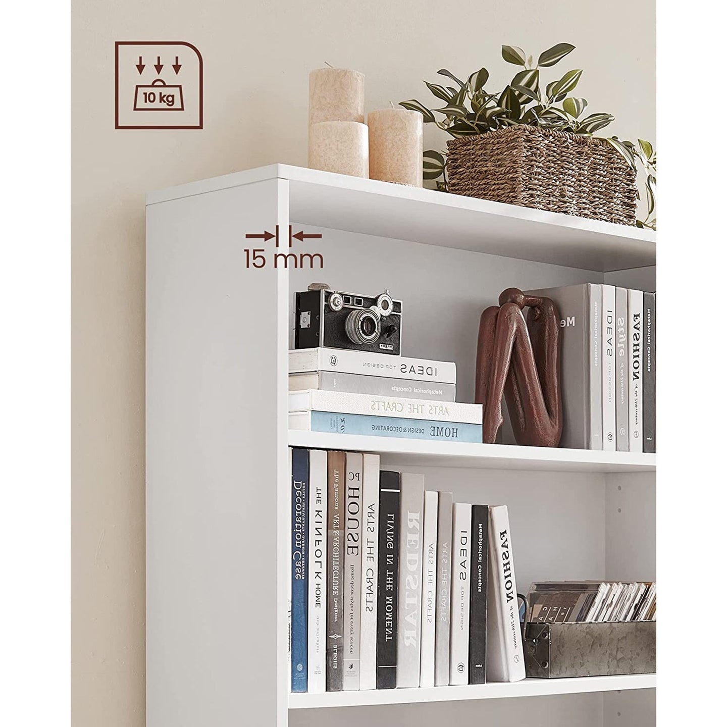 4 Tier Bookcase - Wood - Natural Finish - Adjustable Shelves for Children's Books and Home Office Storage