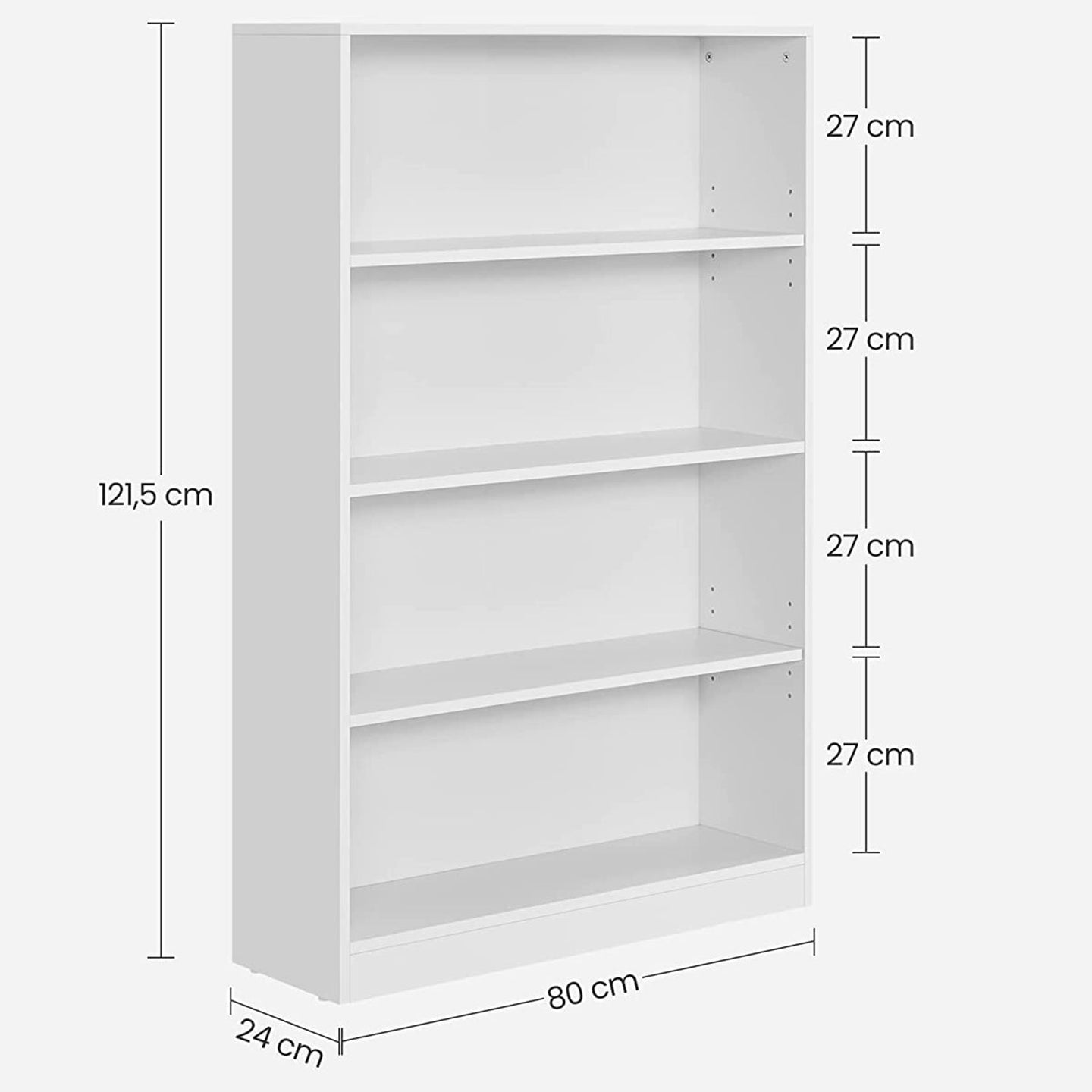 4 Tier Bookcase - Wood - Natural Finish - Adjustable Shelves for Children's Books and Home Office Storage