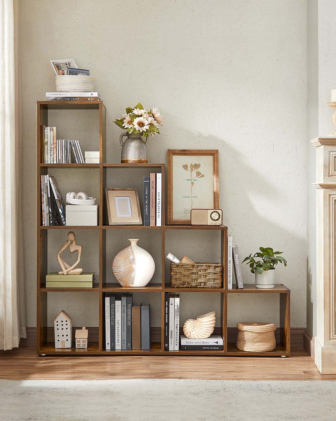Staircase Shelf - White - Wooden