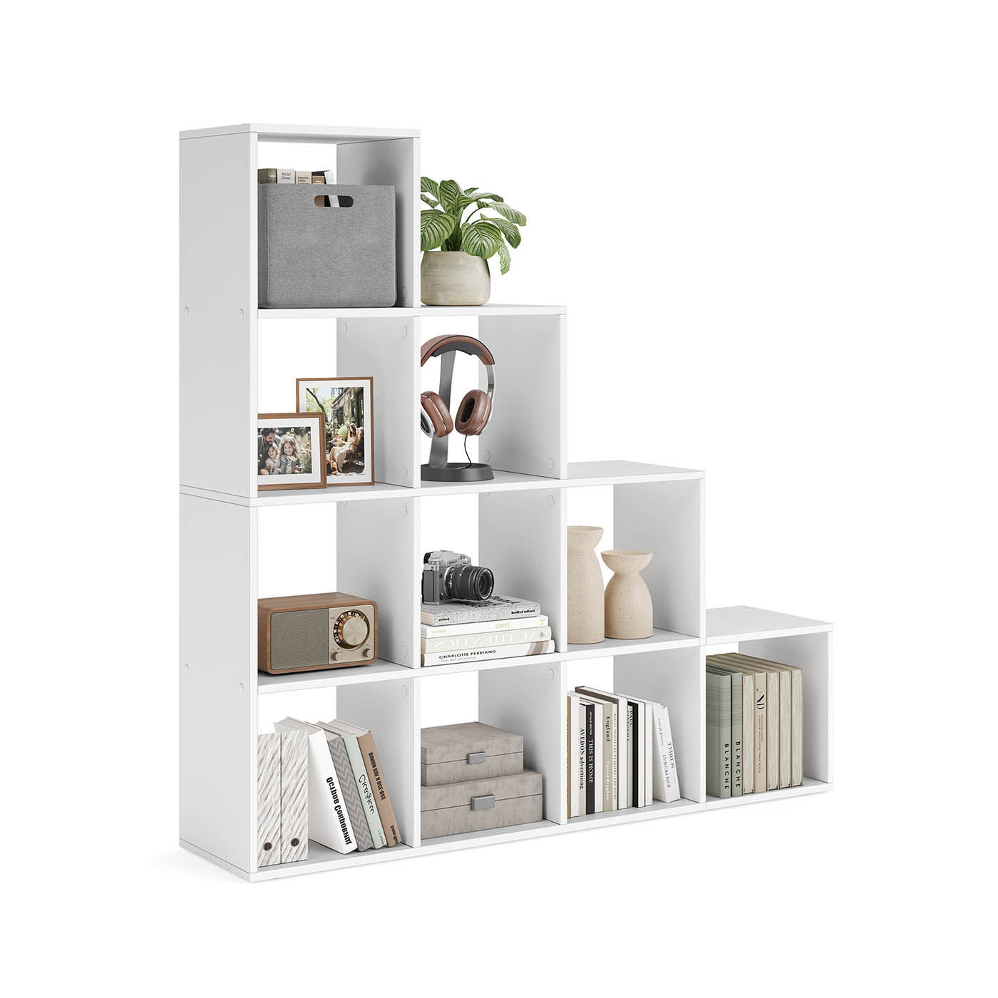 Bookcase - Wood - White - 10 Open Cubes