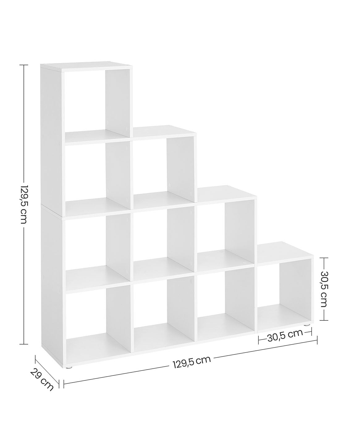 Bookcase - Wood - White - 10 Open Cubes