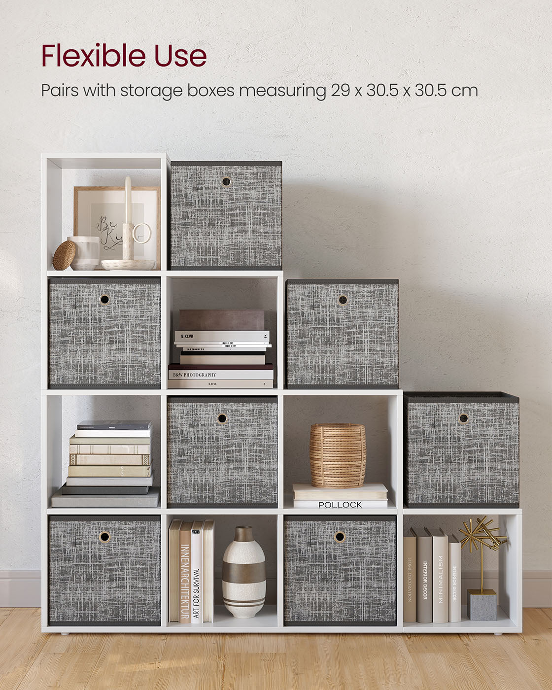 Bookcase - Wood - White - 10 Open Cubes