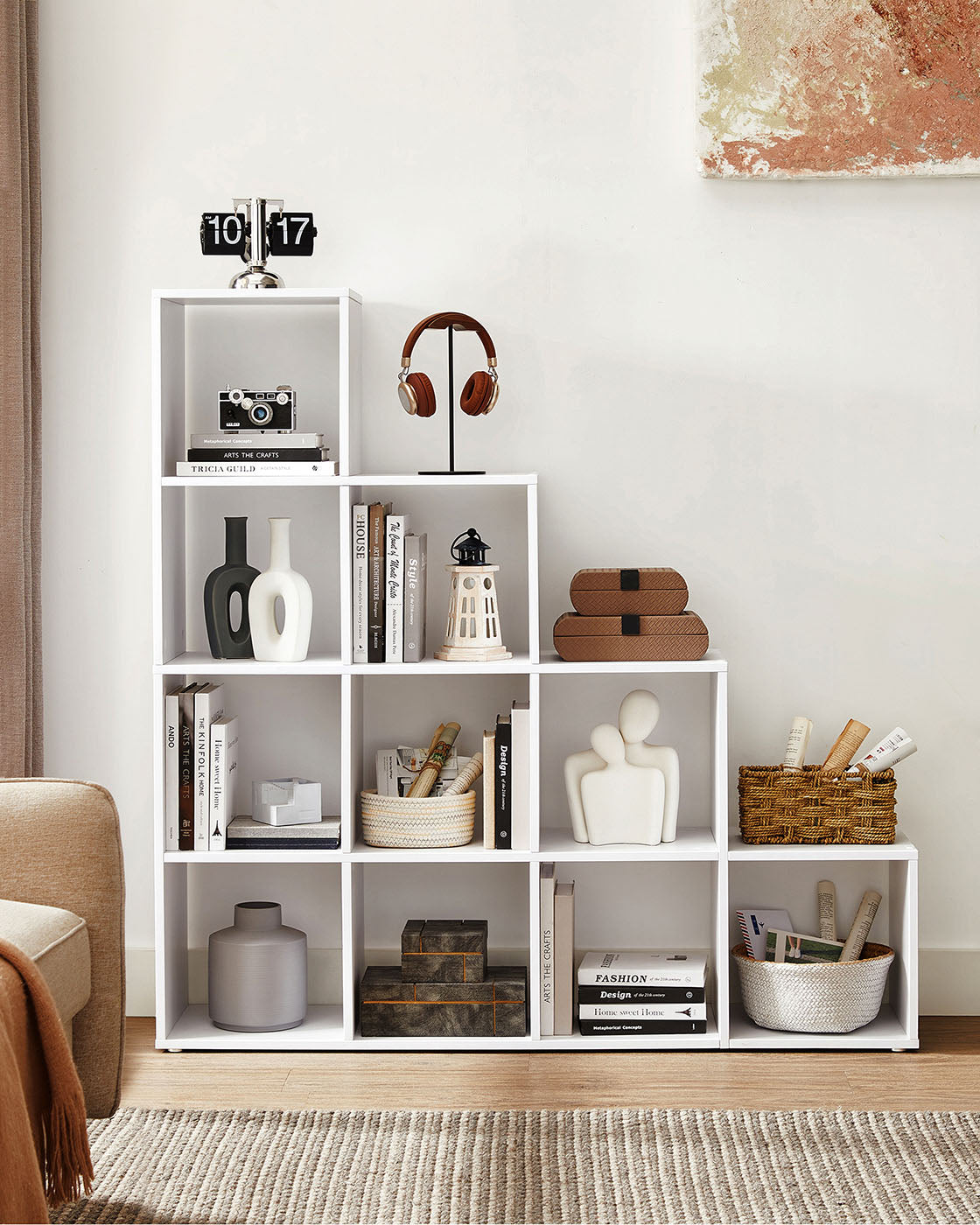 Bookcase - Wood - White - 10 Open Cubes