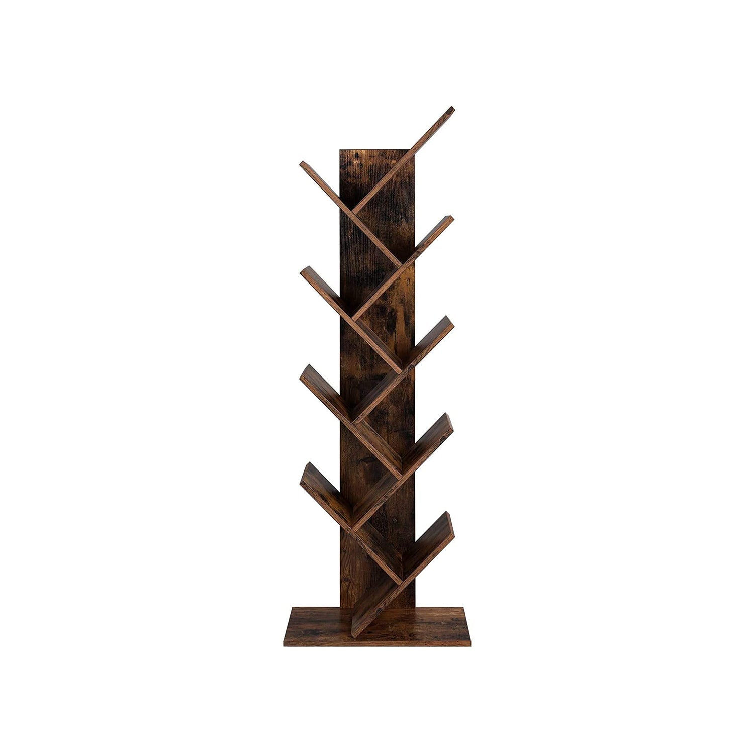 8-Tier Bookshelf - Wood - Rustic Brown - Floor Standing Design