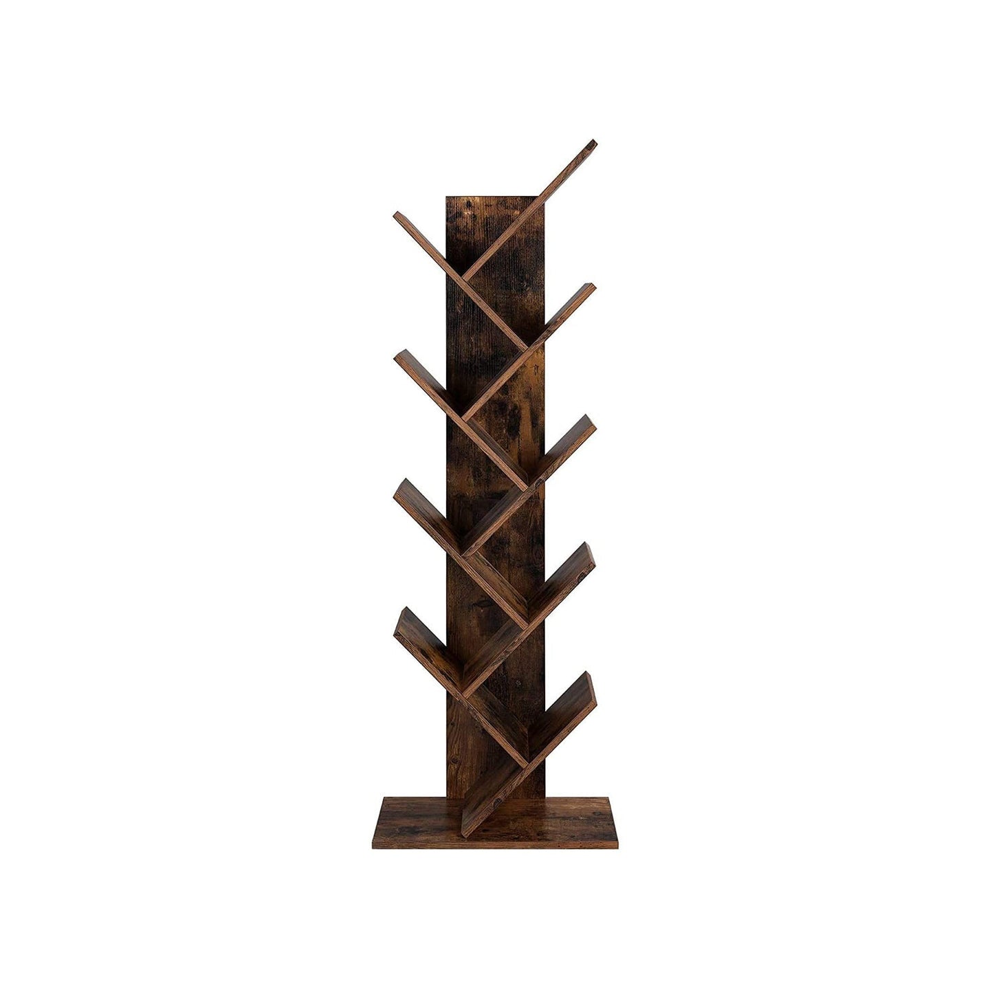 8-Tier Bookshelf - Wood - Rustic Brown - Floor Standing Design