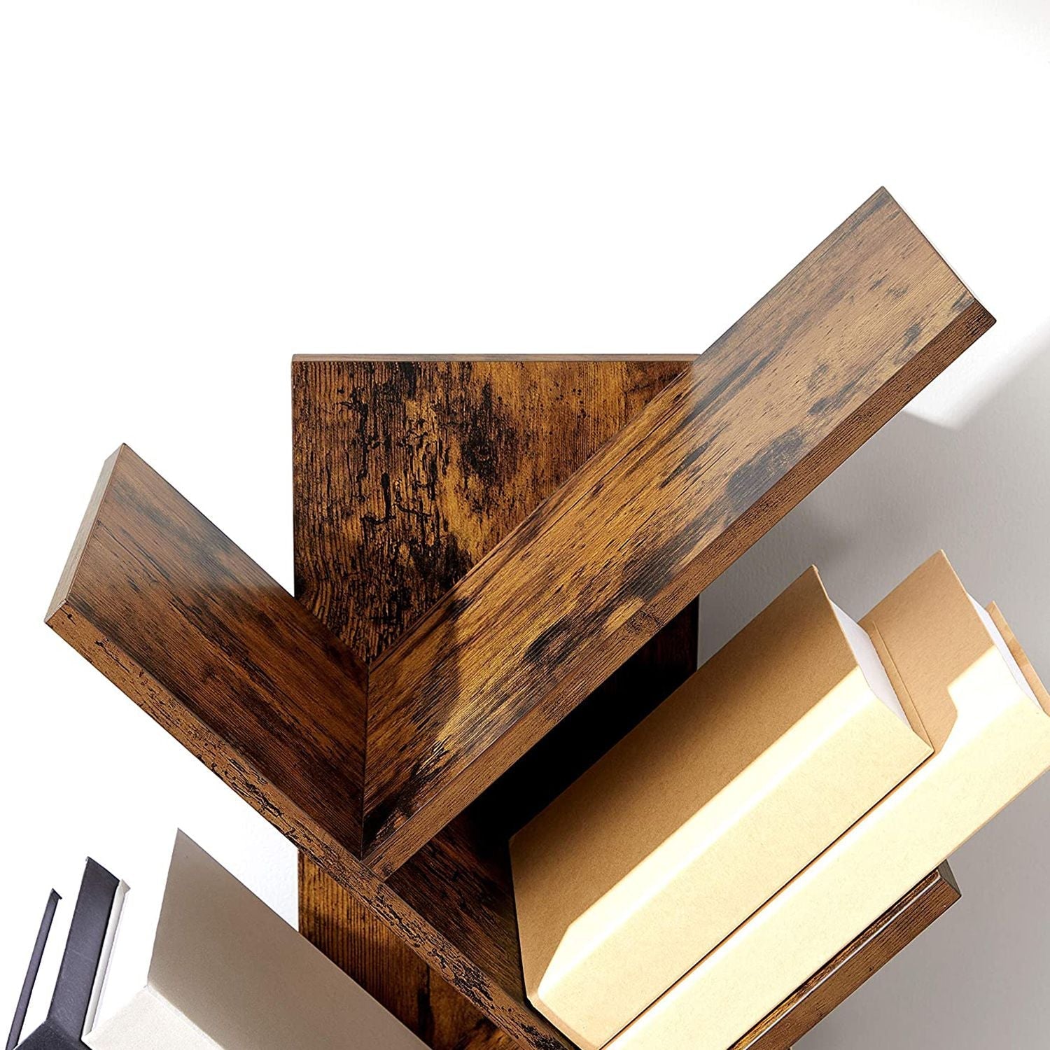 8-Tier Bookshelf - Wood - Rustic Brown - Floor Standing Design