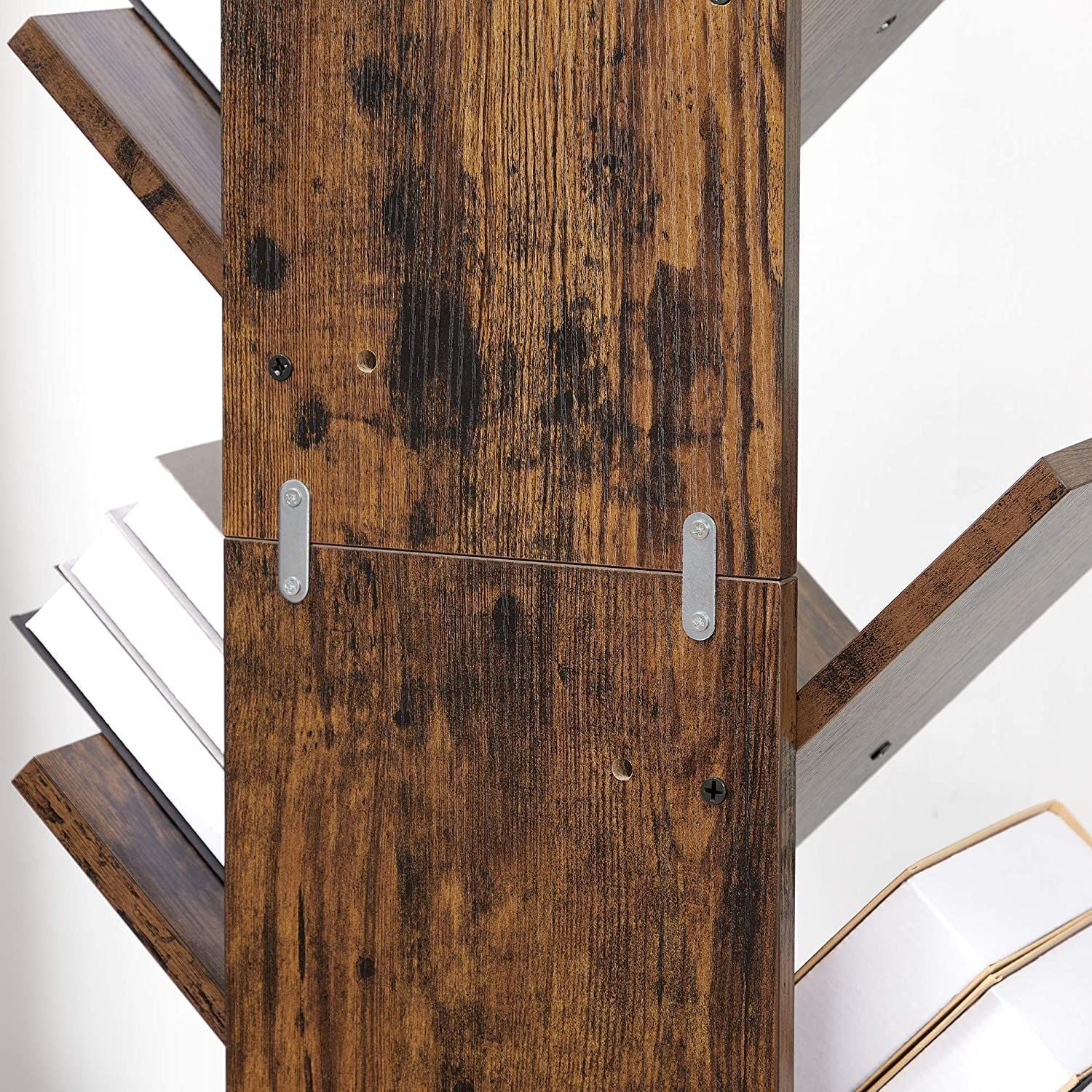 8-Tier Bookshelf - Wood - Rustic Brown - Floor Standing Design