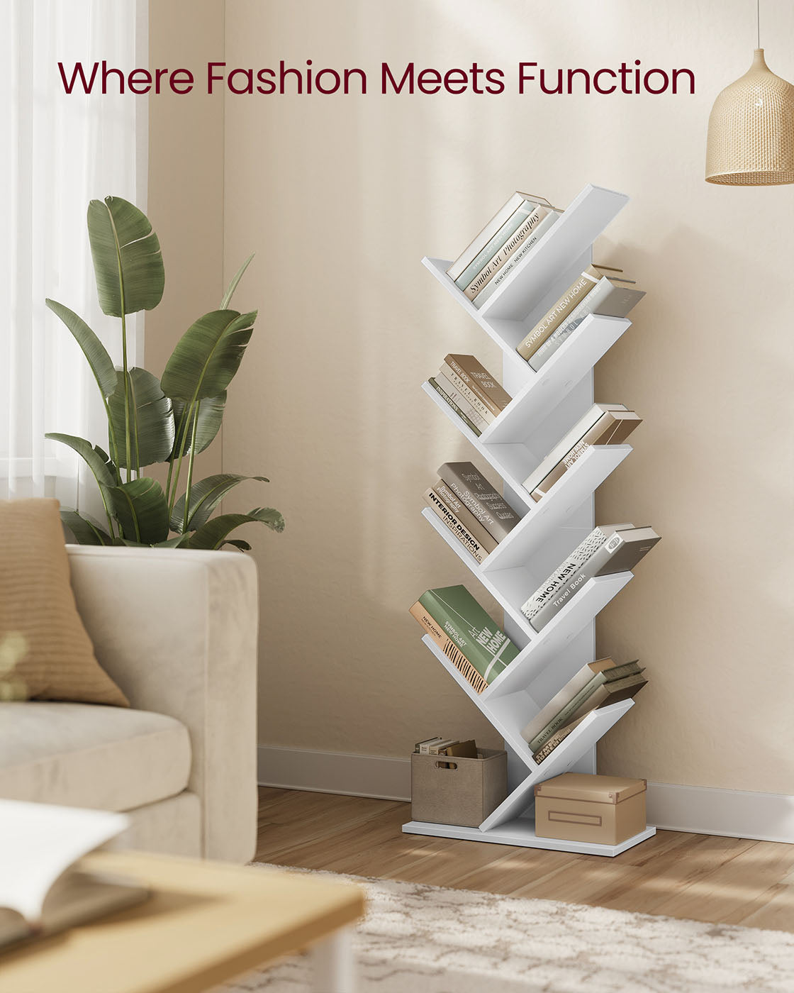 8-Tier Bookshelf - Wood - Rustic Brown - Floor Standing Design