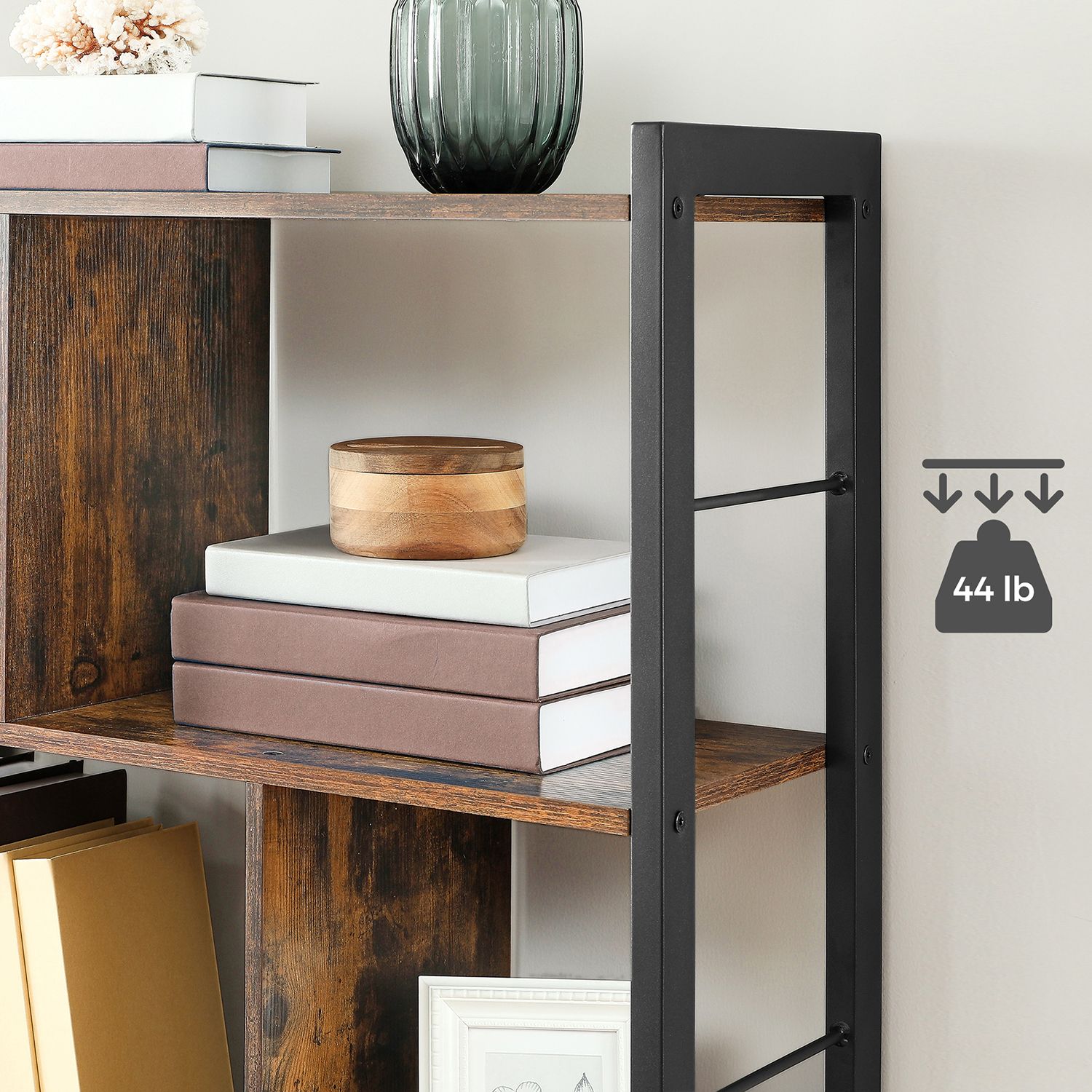 4 Tier Bookshelf - Engineered Wood - Rustic Brown - Large Floor Standing Storage Rack