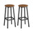 Bar Stools Set of 2 - Metal Frame - Rustic Brown and Black - 74 cm High with Footrest