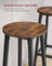 Bar Stools Set of 2 - Metal Frame - Rustic Brown and Black - 74 cm High with Footrest
