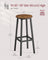 Bar Stools Set of 2 - Metal Frame - Rustic Brown and Black - 74 cm High with Footrest