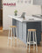 Bar Stools Set of 2 - 74 cm High - Metal Frame - Golden Oak and White